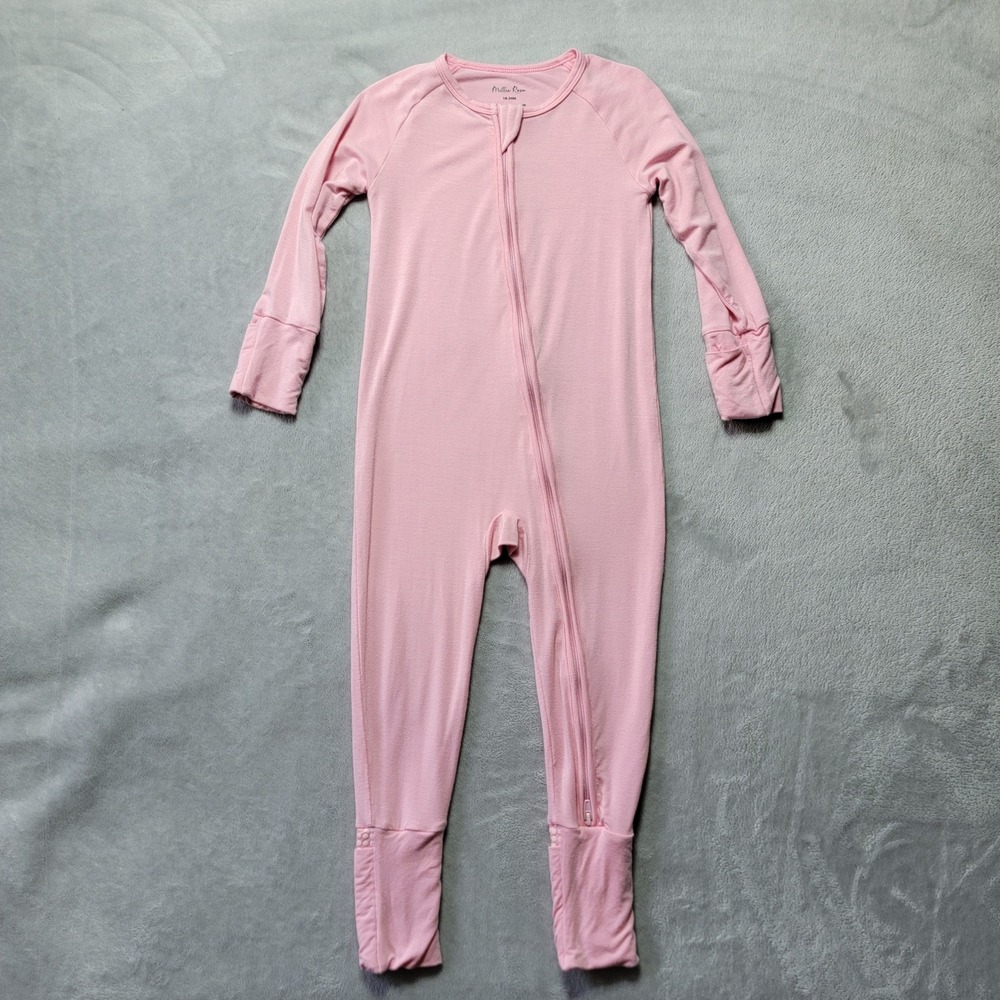 Millie Rose Pink Bamboo Viscose Two-Way Zip Romper Sleeper 18-24M Kids Pajamas